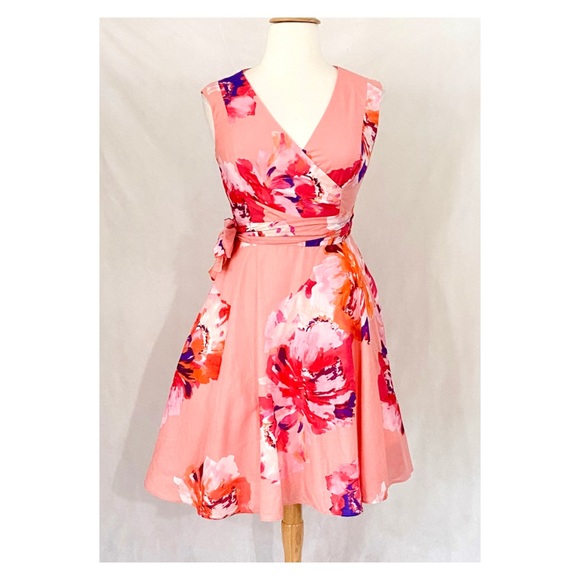 Calvin Klein Dresses & Skirts - Calvin Klein Cotton Faux Wrap Fit & Flare Dress